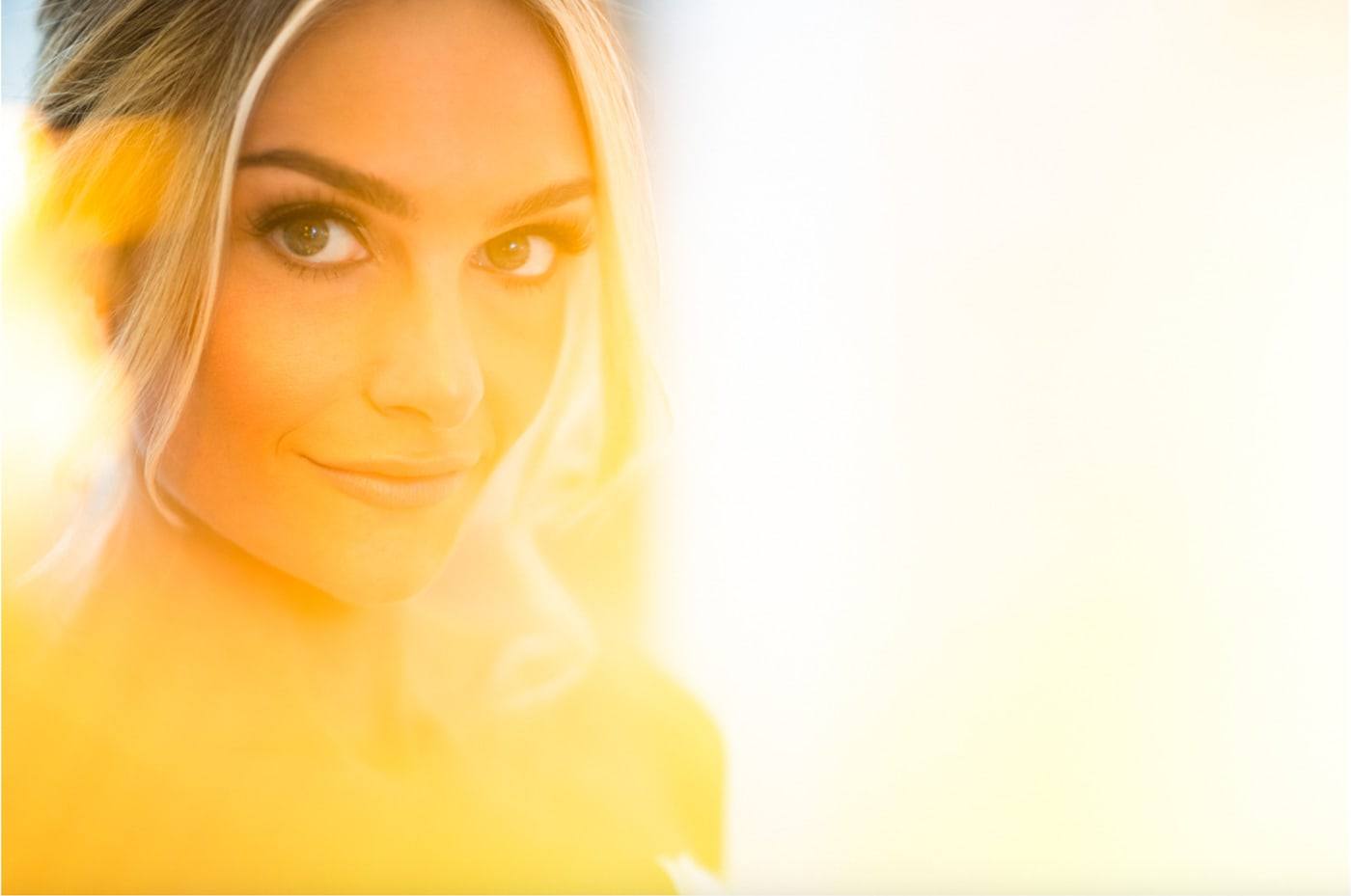 Golden-flare bridal close-up
