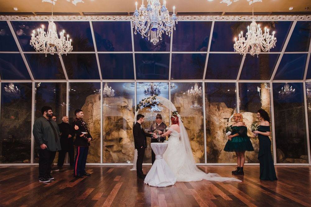 First dance beneath the glass wall