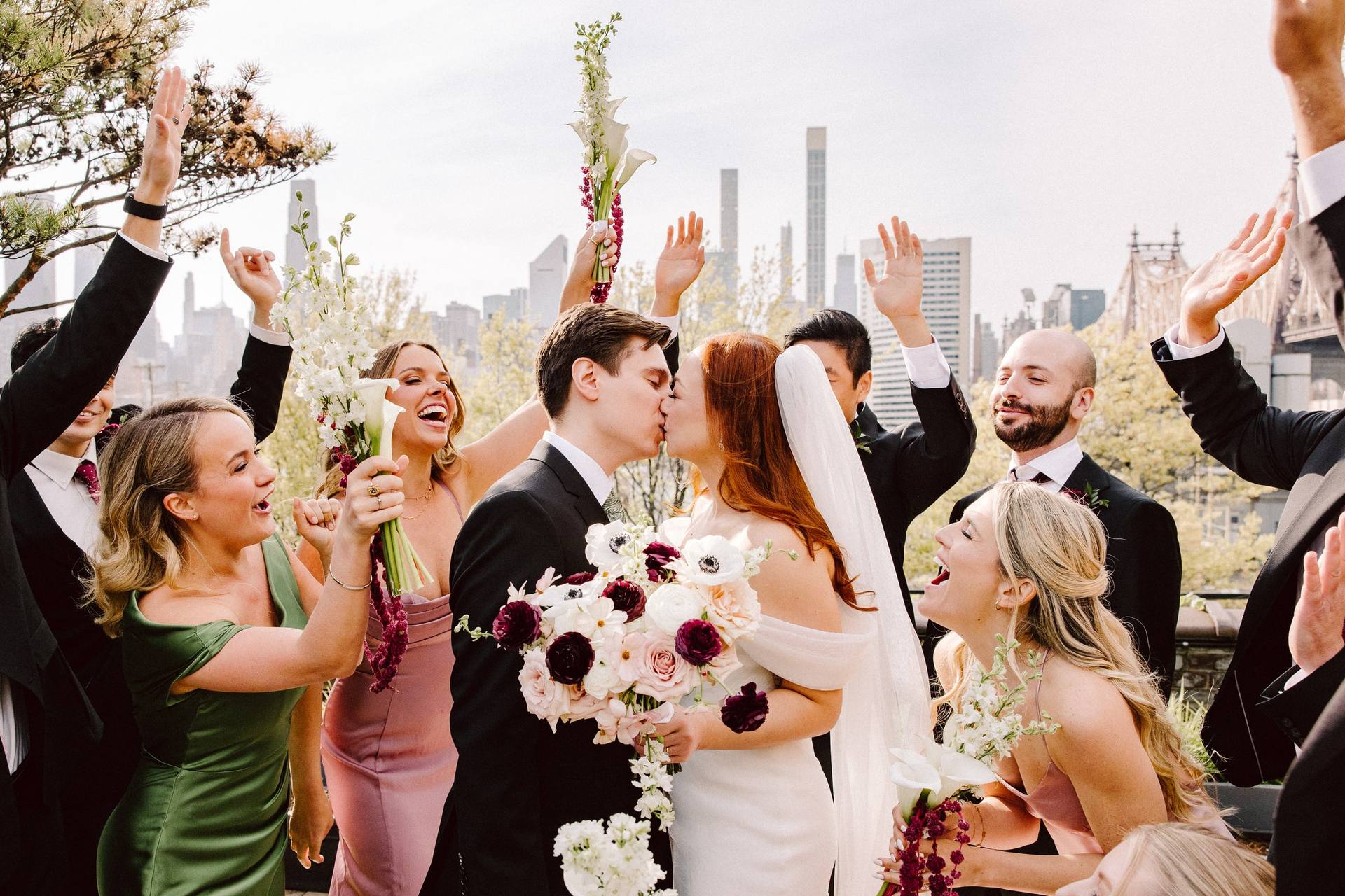 Champagne toast with the wedding party