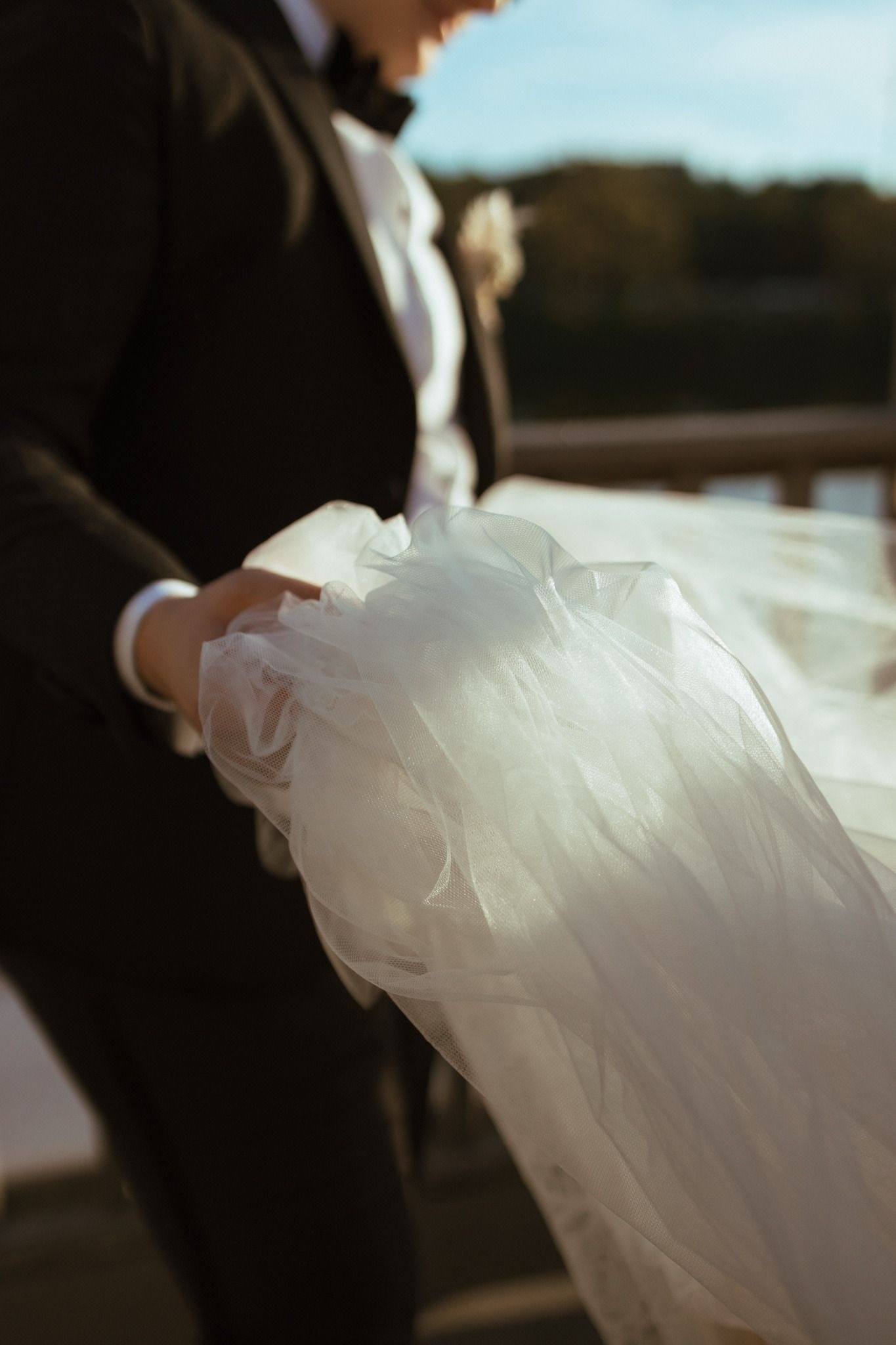 Quiet look between bride and groom