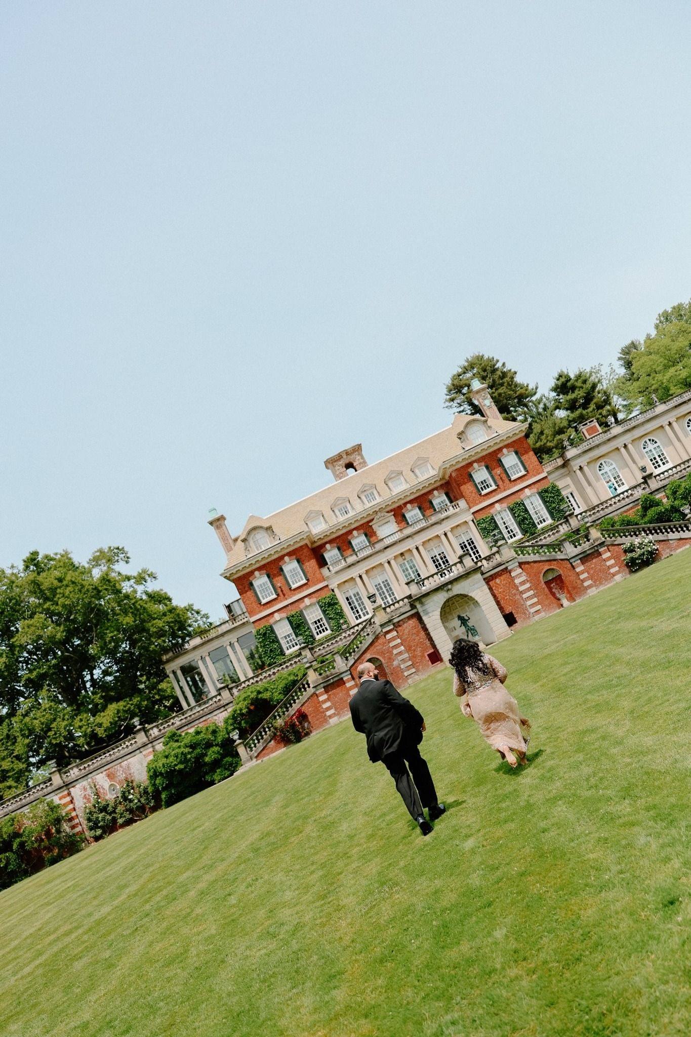 Wedding party on the estate lawn