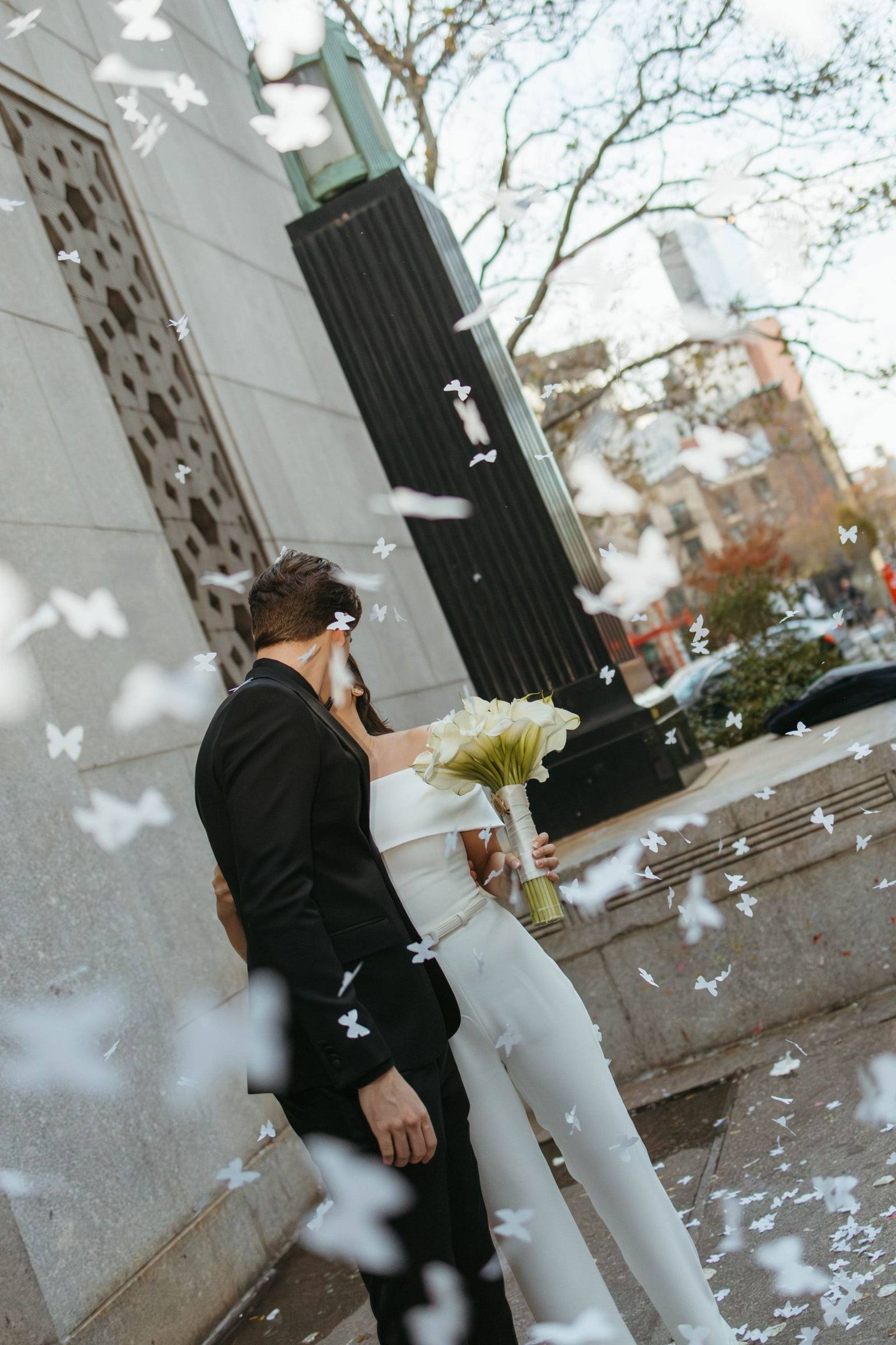 Groom in the city crowd