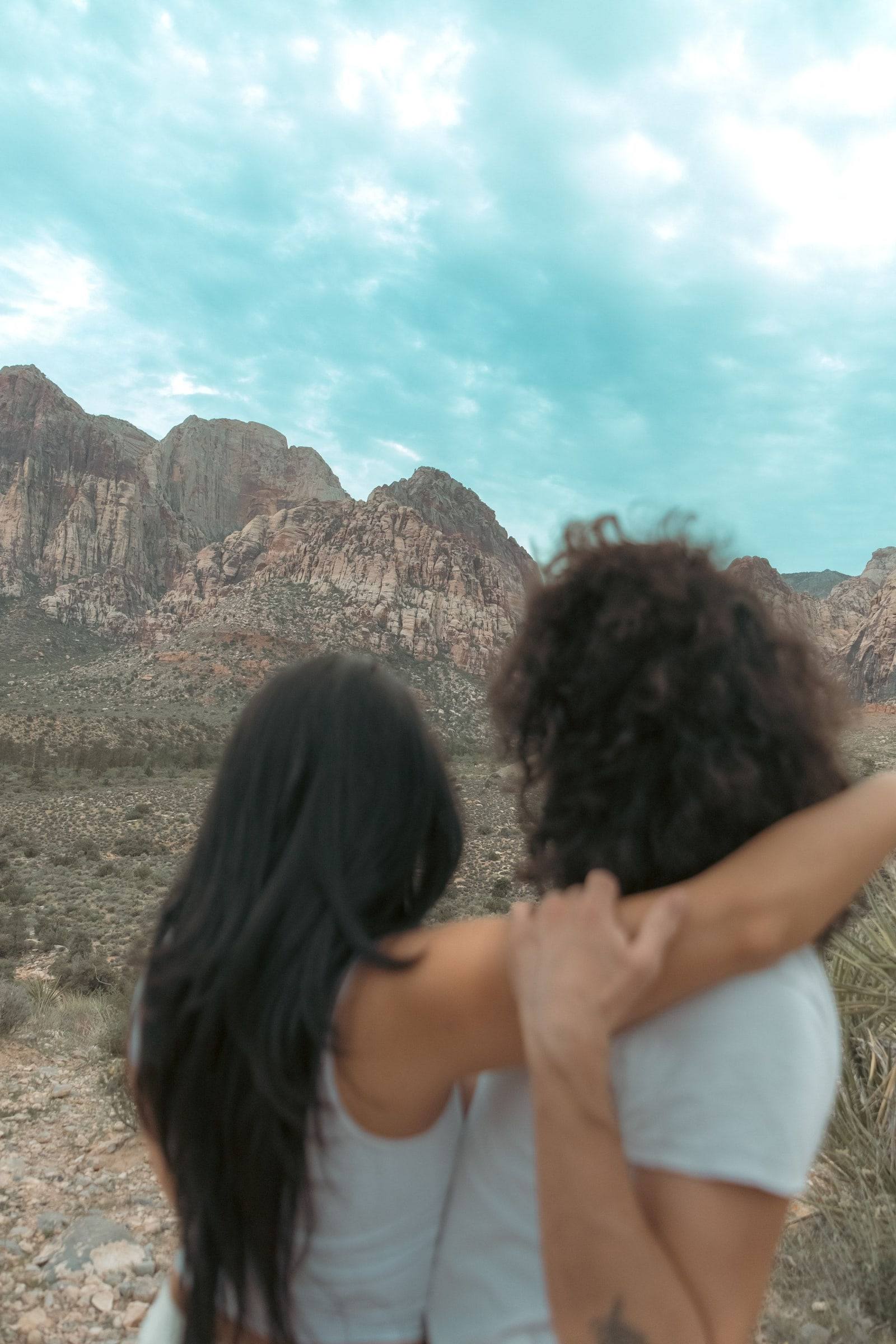 Couple in the red rock desert