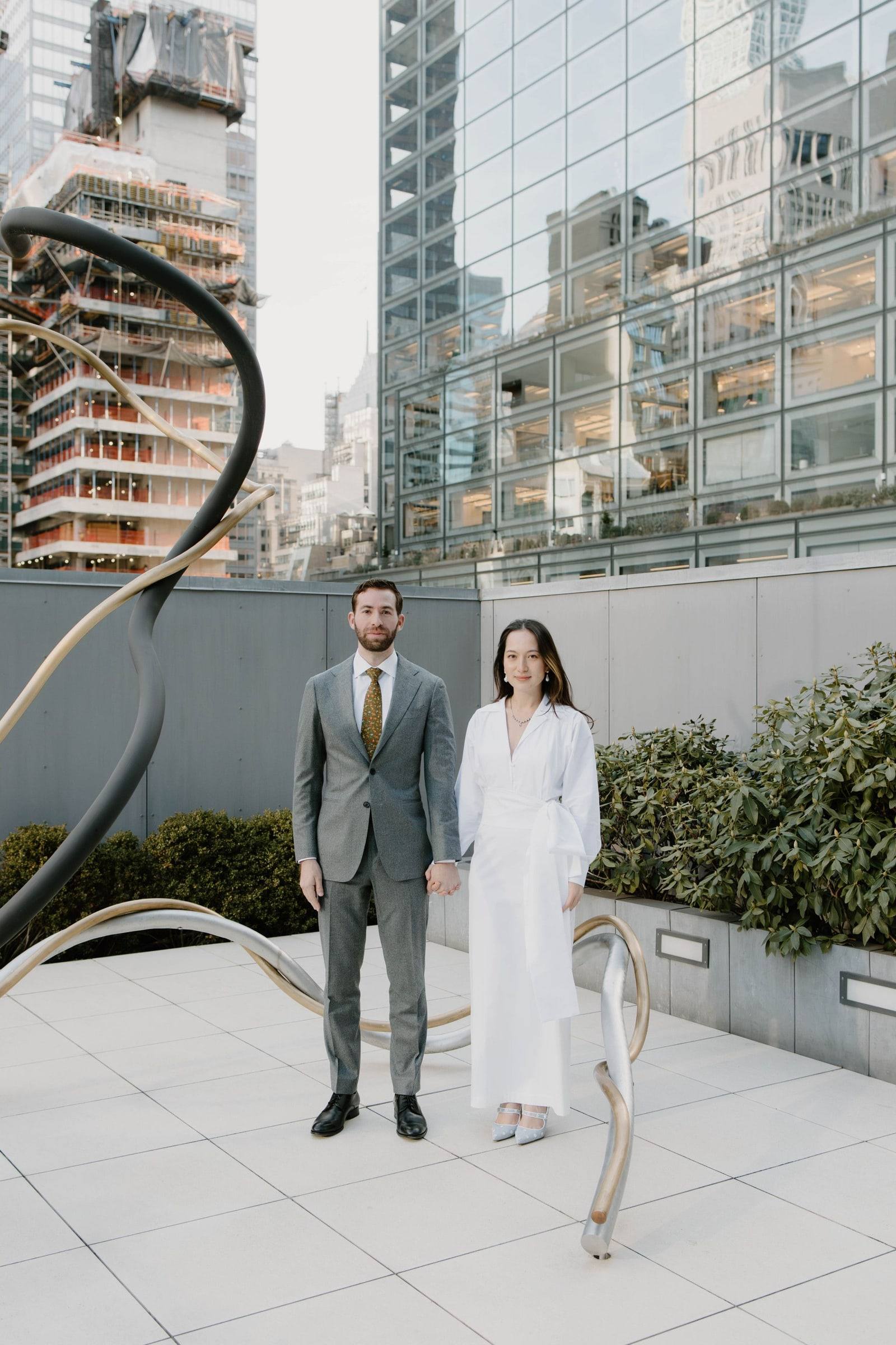 Couple walking the city street