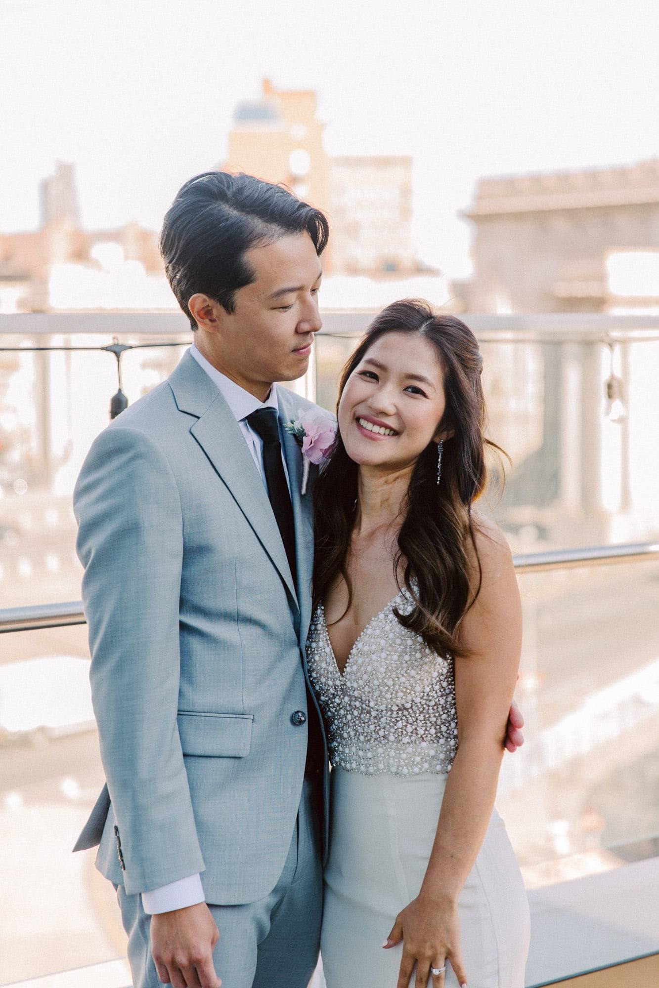 Couple laughing on the rooftop