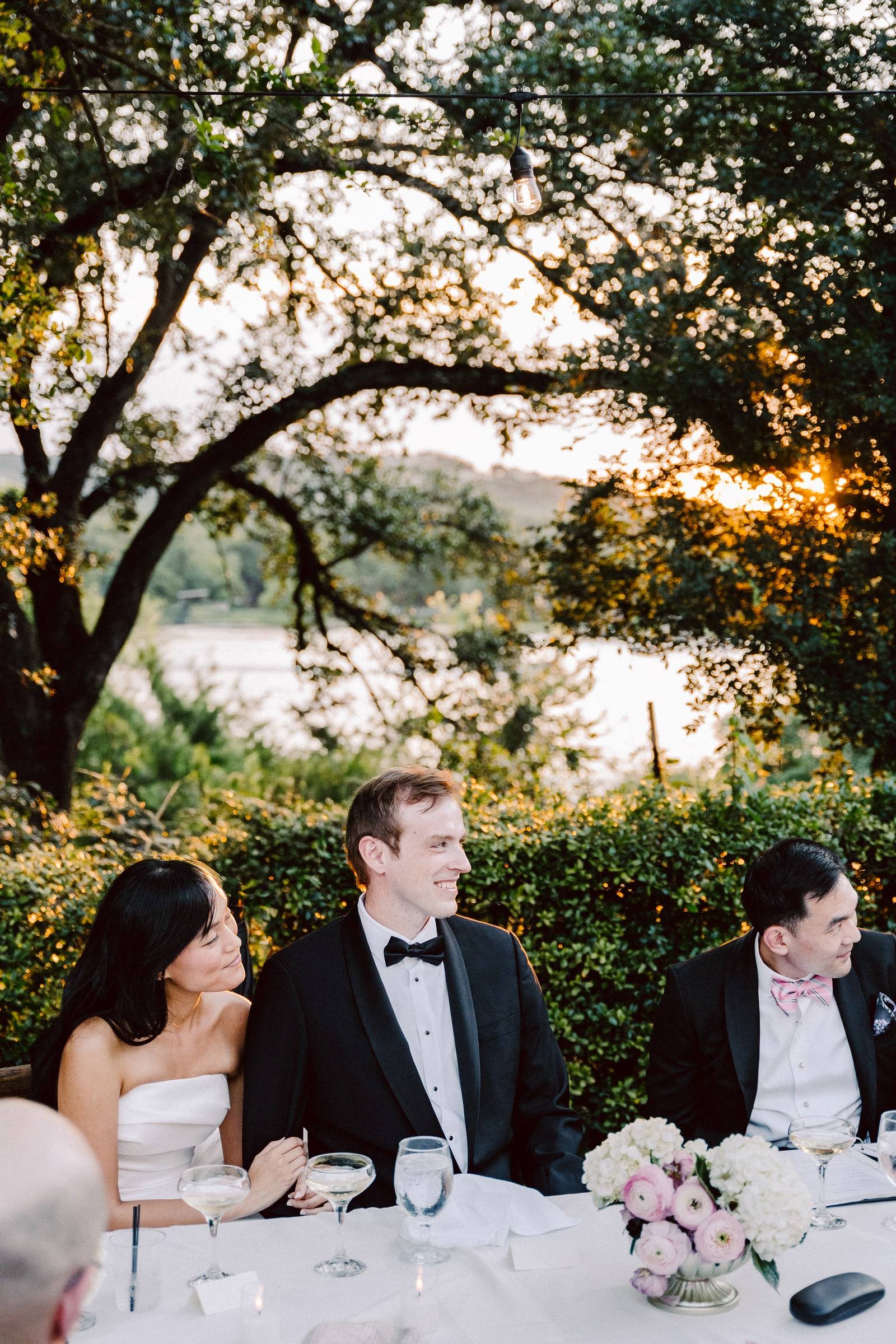 Golden-hour toast beneath the oaks