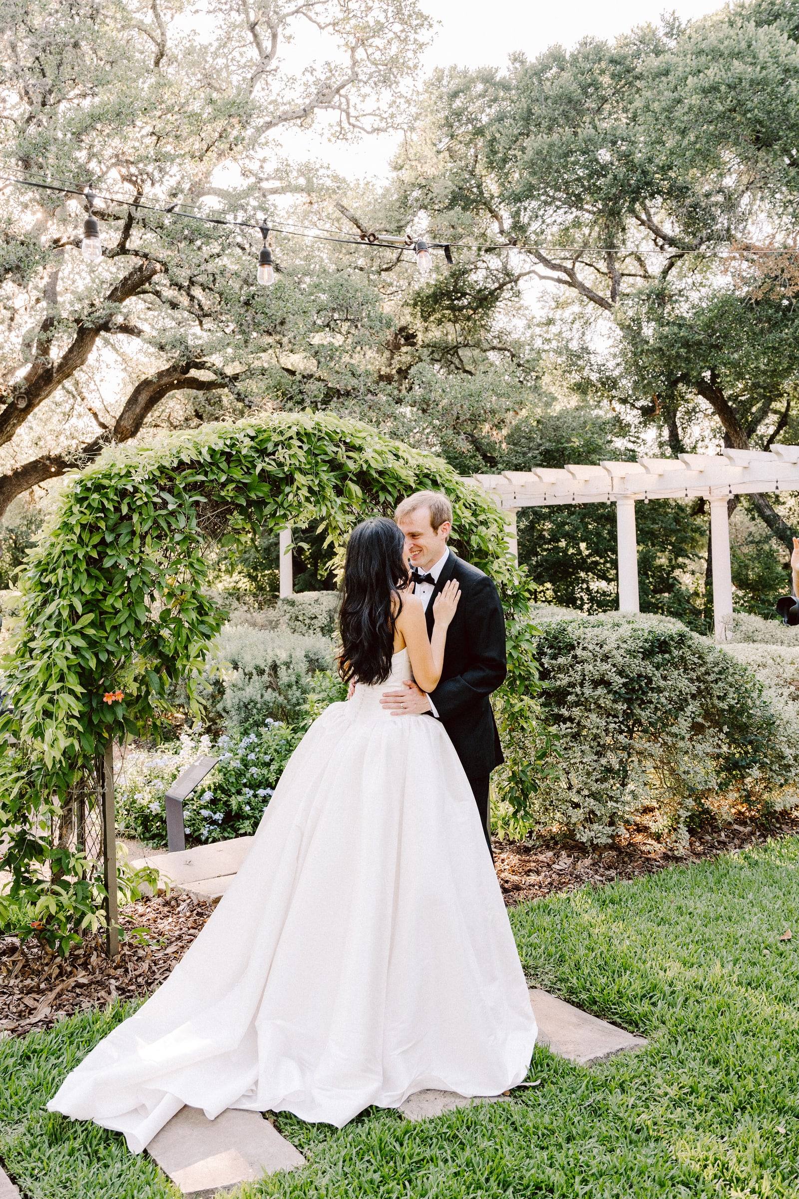Bride at the garden pergola